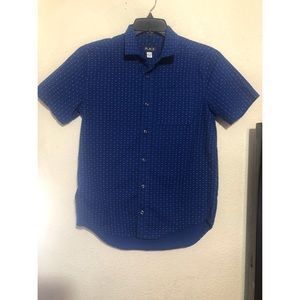 BOYS BLUE BUTTON DOWN COLLARED SHORT SLEEVE SHIRT